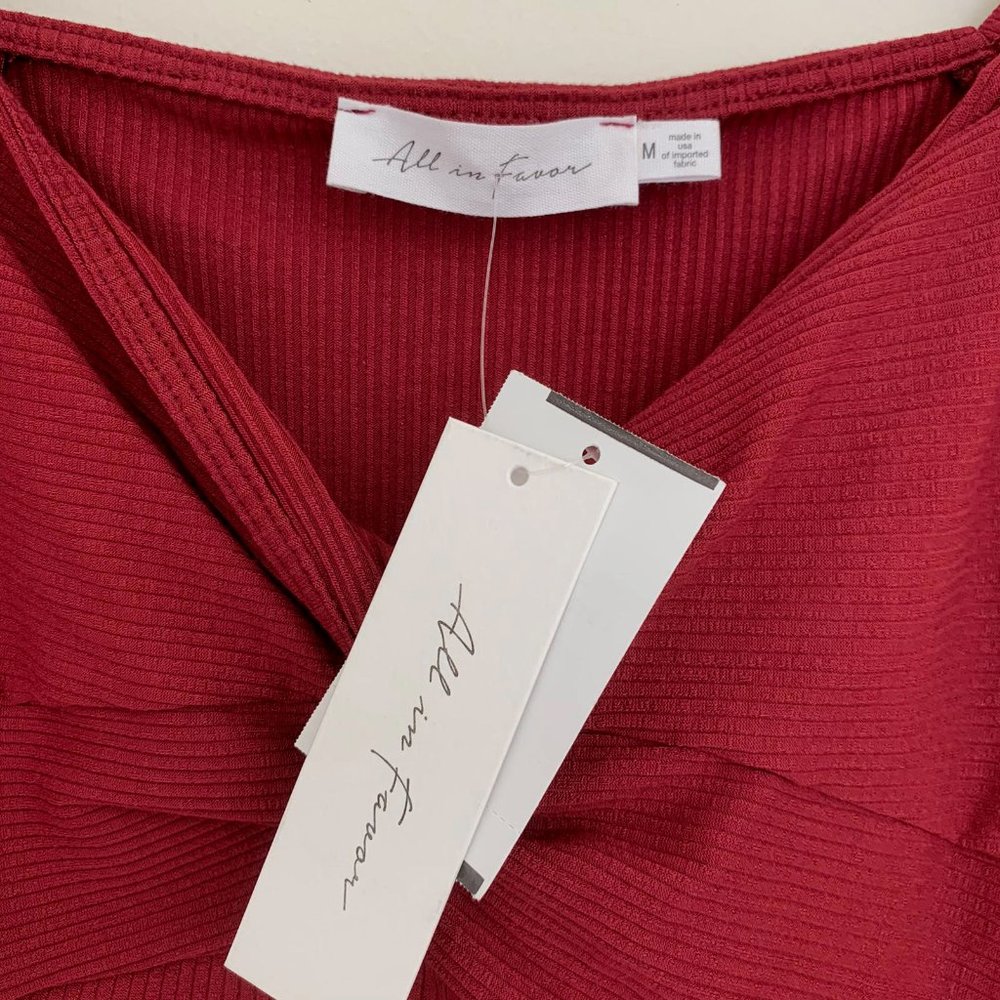 All in Favor Red Ribbed Knit Mini Dress Sz M - Picture 9 of 11